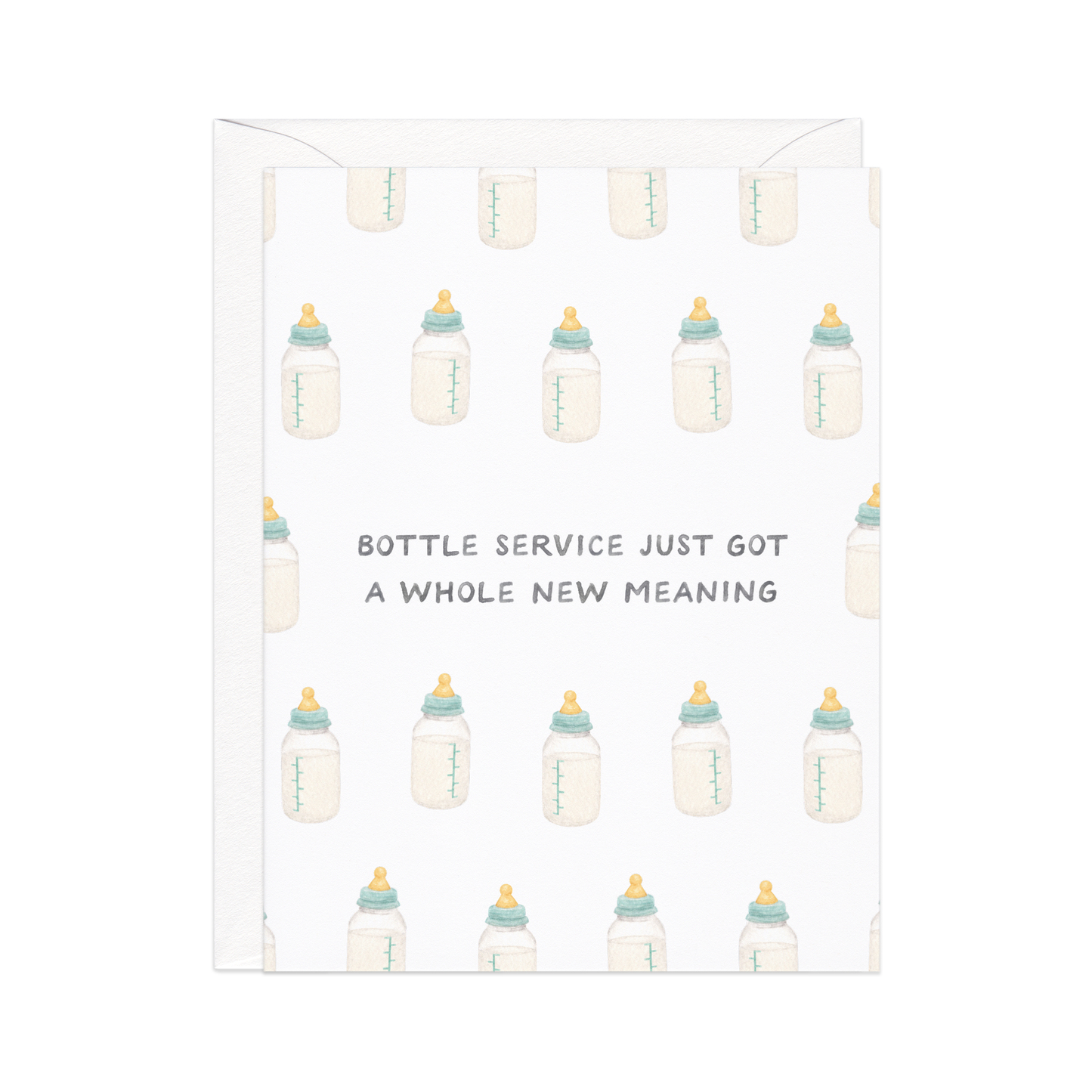 Bottle Service — Funny Drink Pun New Baby Card