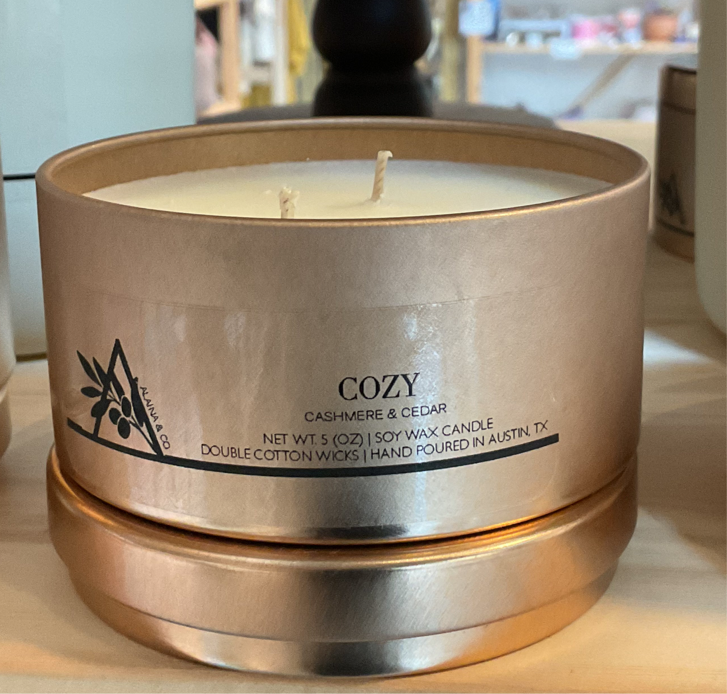 Cozy - 5oz Copper Tin Soy Wax Candle - 2