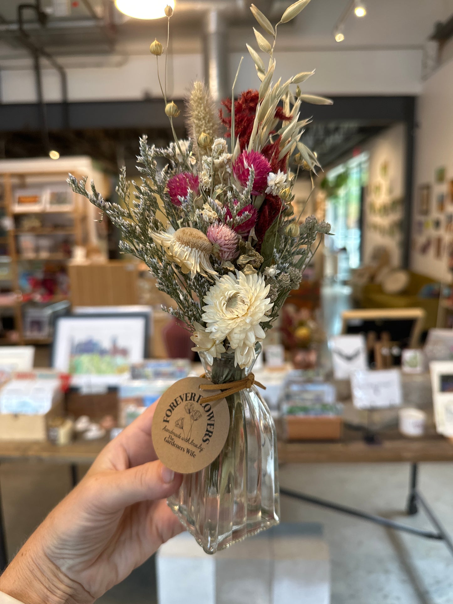 Vintage Glass Vases with Dried Flowers