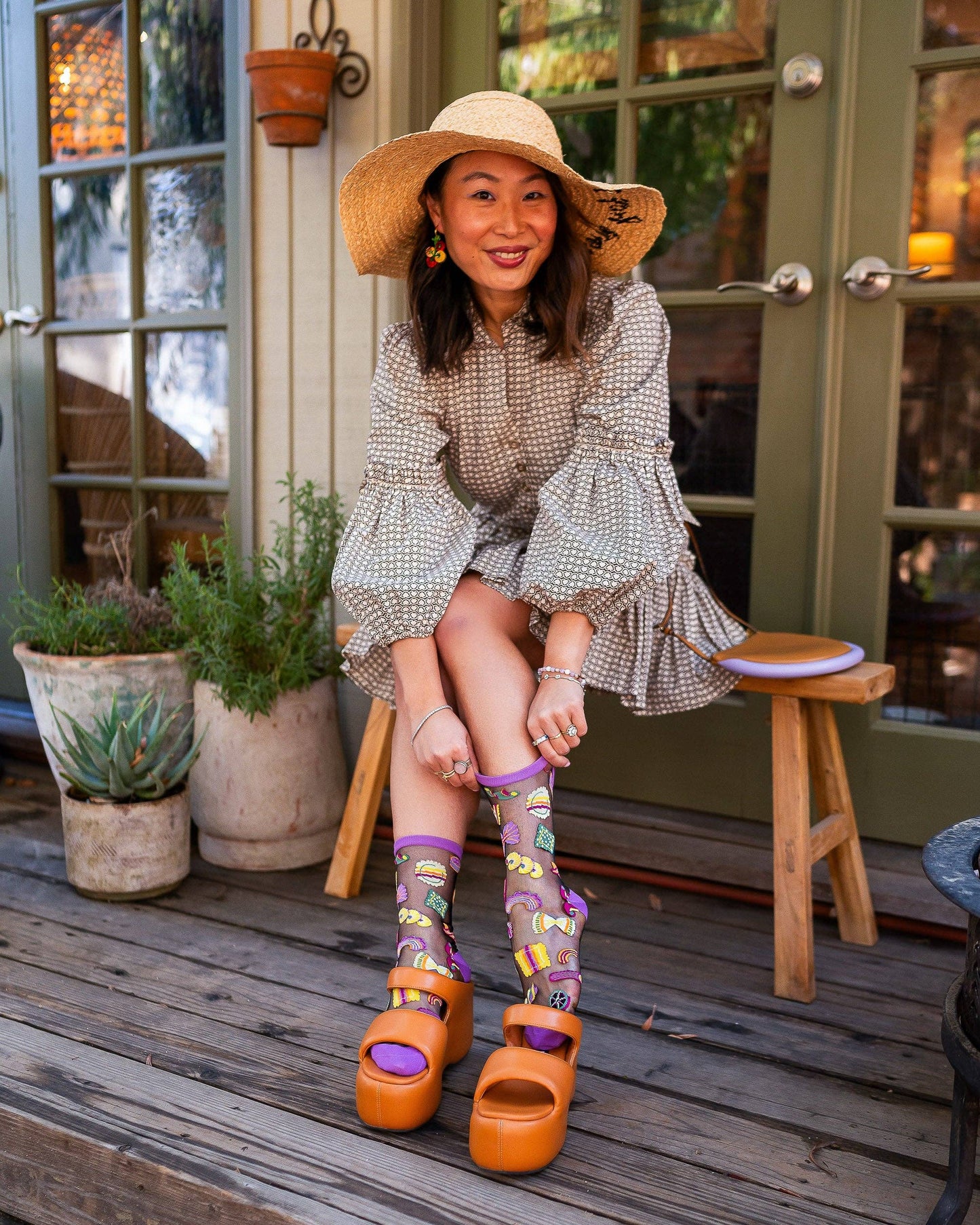 Pasta Lover Black Sheer Crew Sock