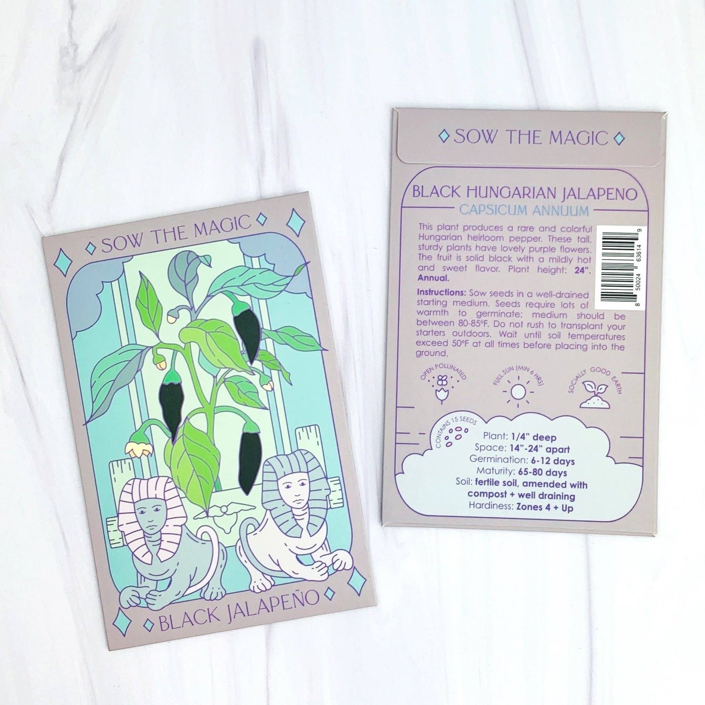 Seed Packet- Black Hungarian Jalapeño Tarot Garden + Gift