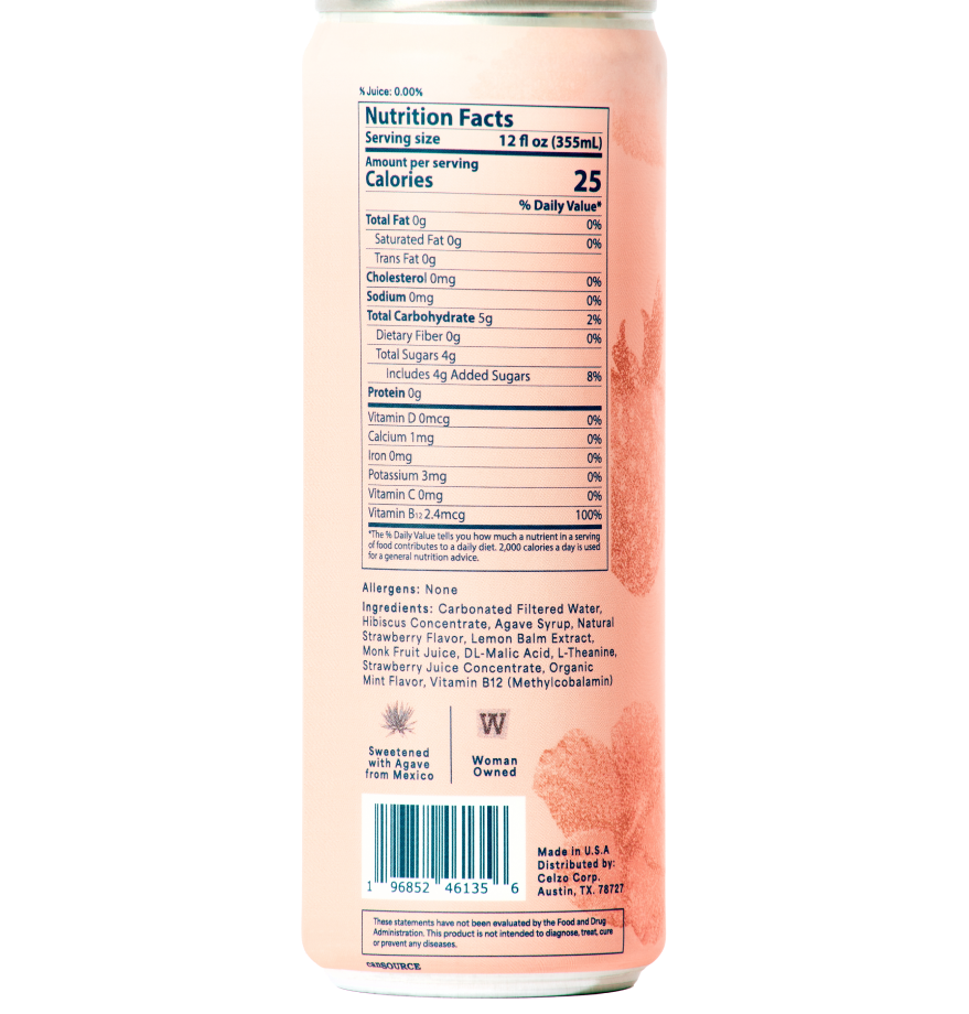 Strawberry Hibiscus Mint - 12oz bubbly agua fresca