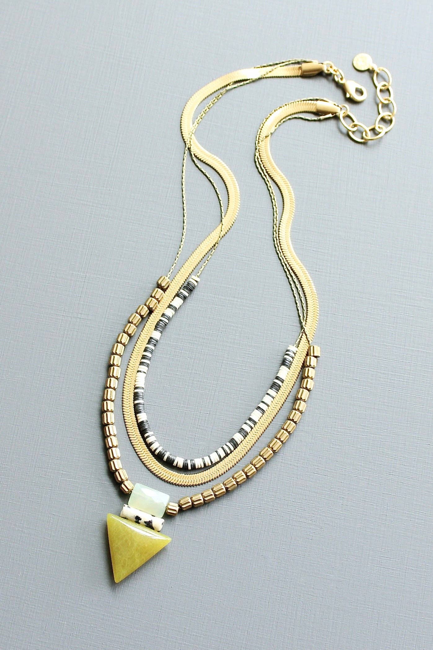 Necklace- Triple strand ArtDeco Dalmatian Jasper