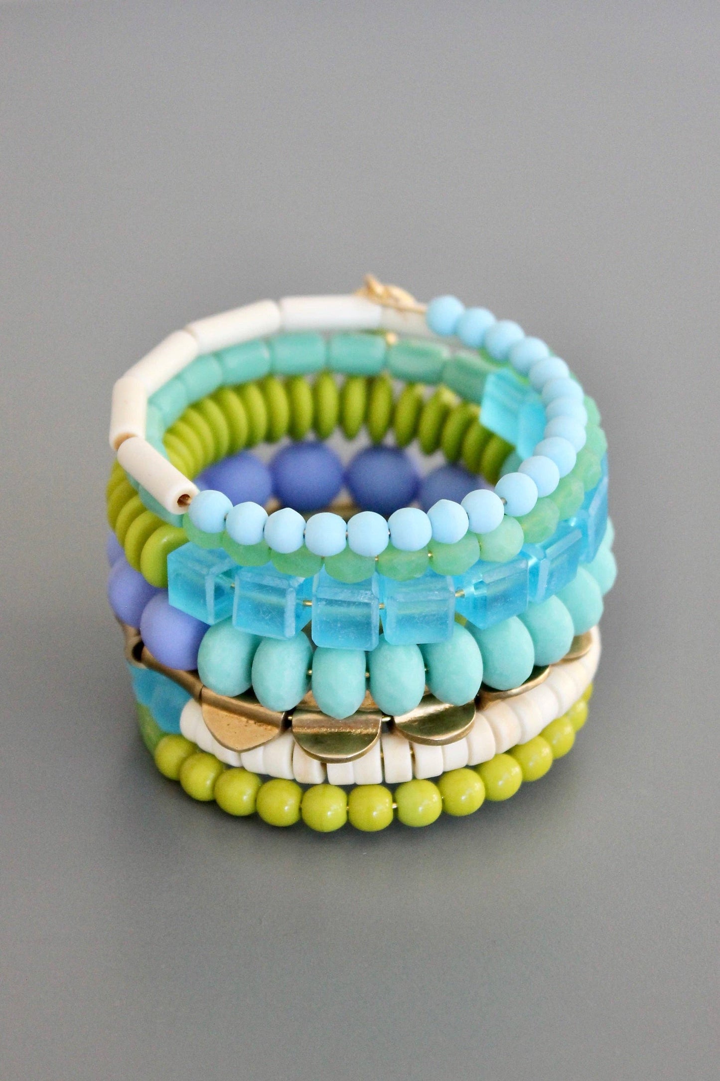 Bracelet- turquoise and chartreuse wrap
