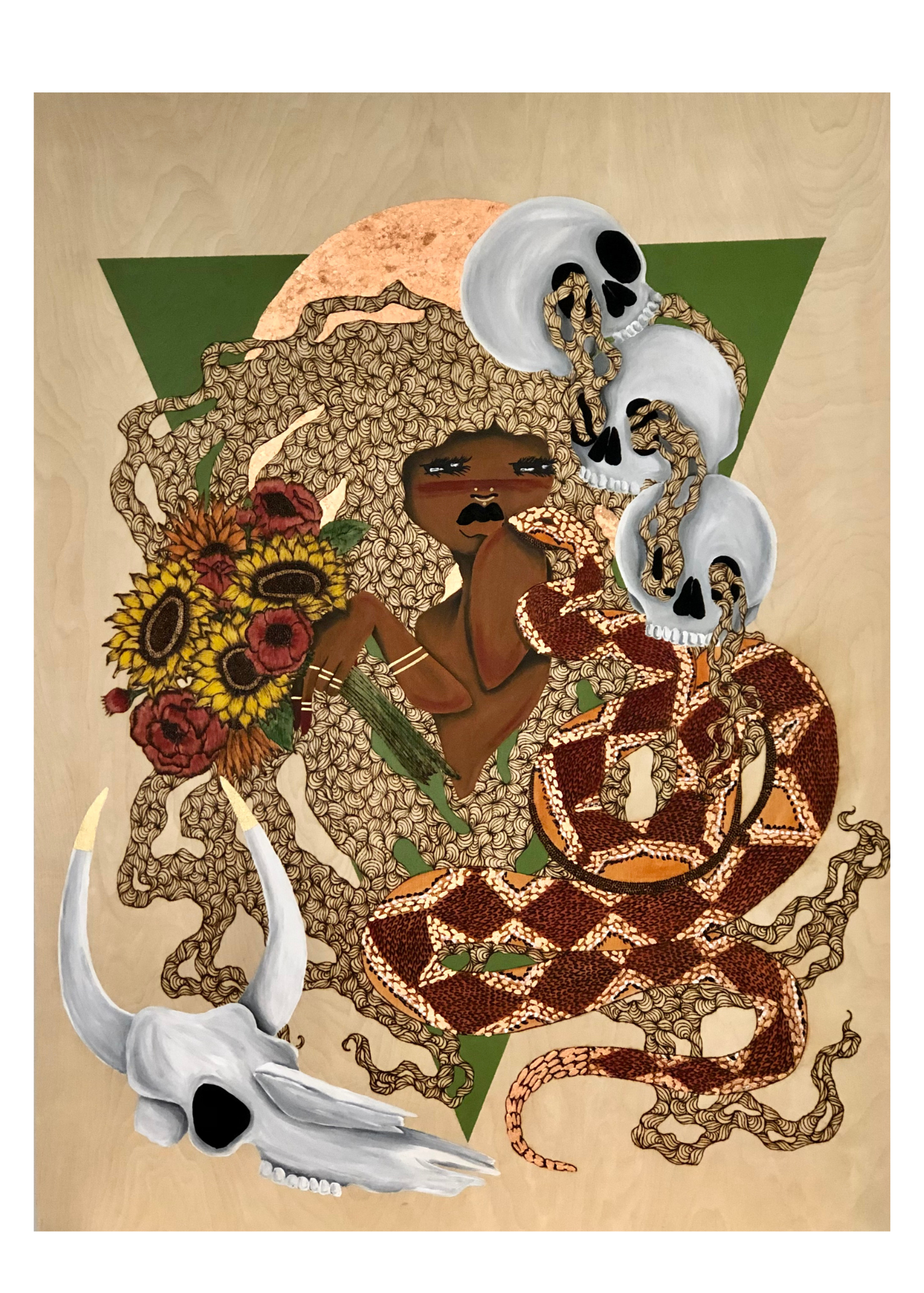 "Warning" Hand Embellished Print - 1