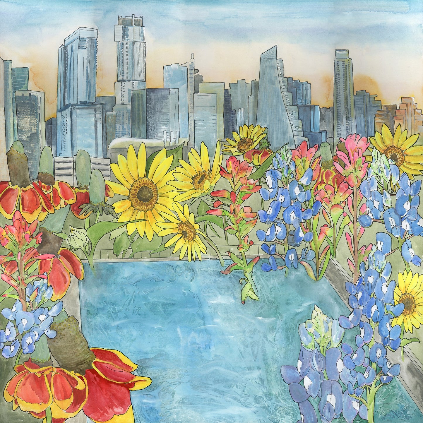 Barton Springs Wildflowers framed print - 2