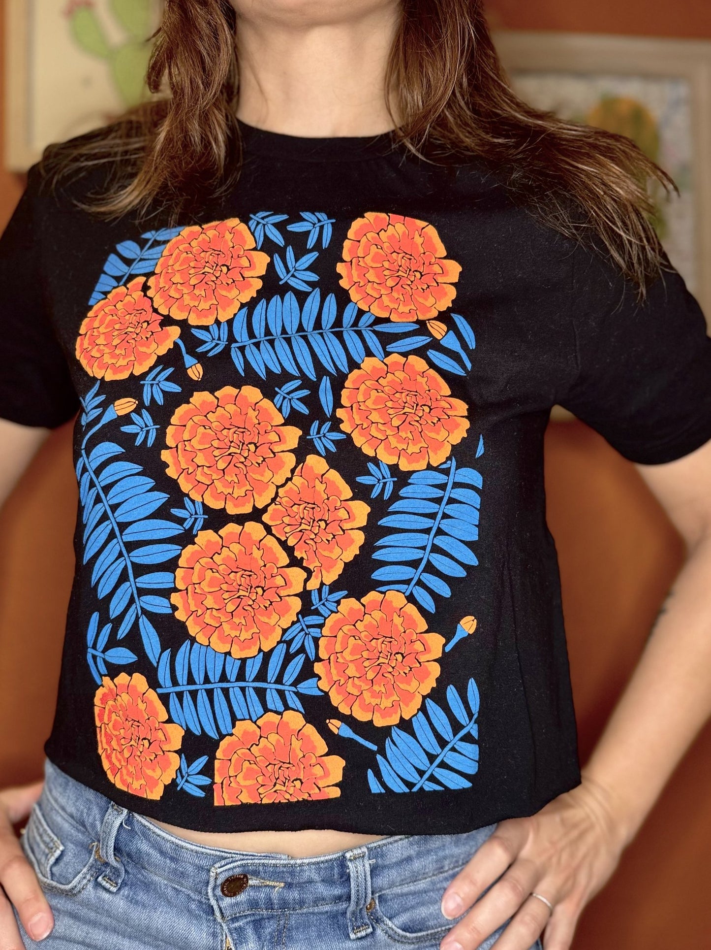 Black Marigold Crop Top - 1