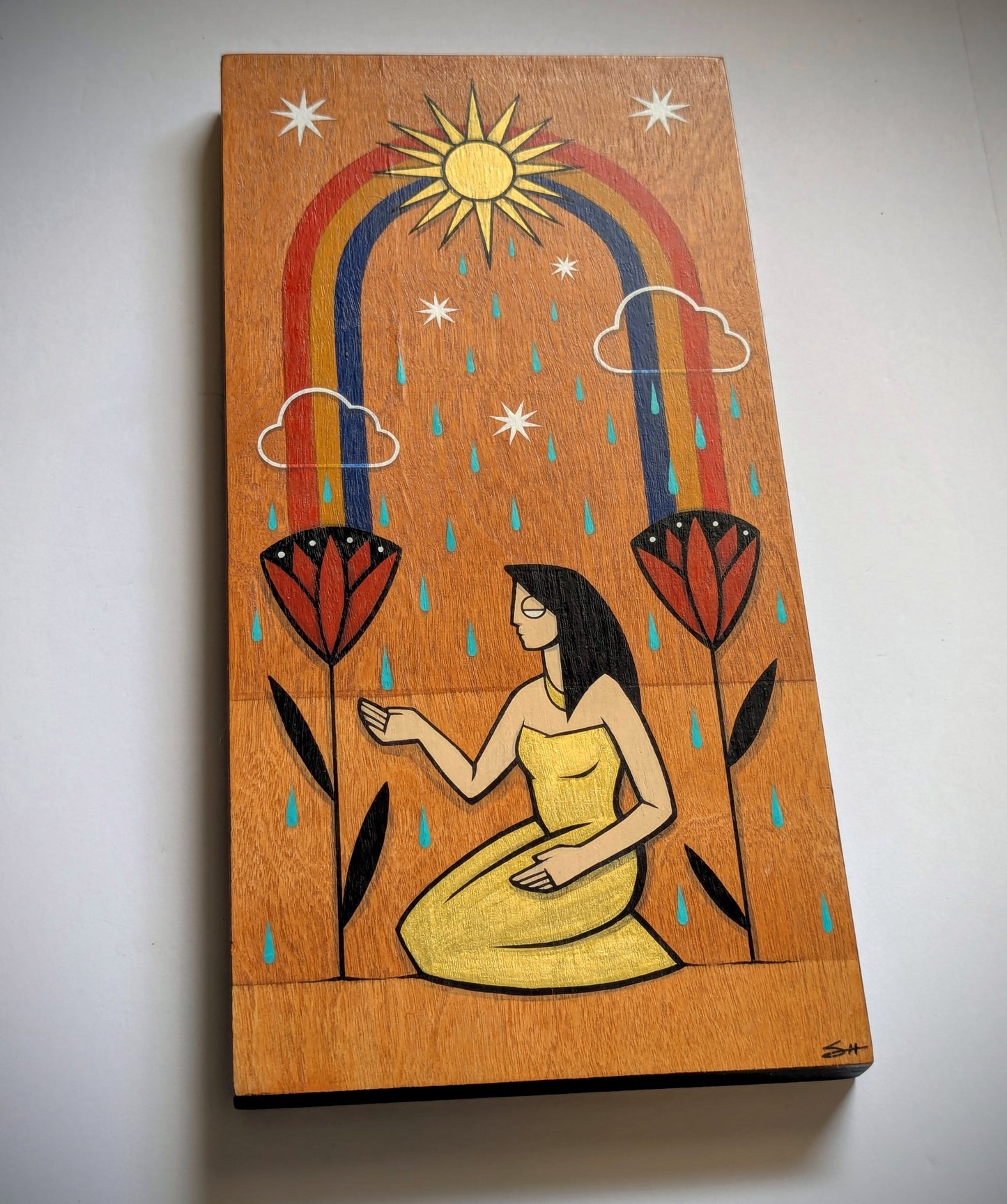 "Dreamer" original acrylic painting on wood - 2