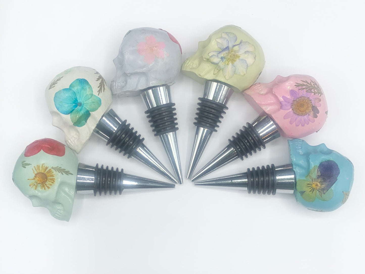 Skull Wine Stopper - Floral - 2