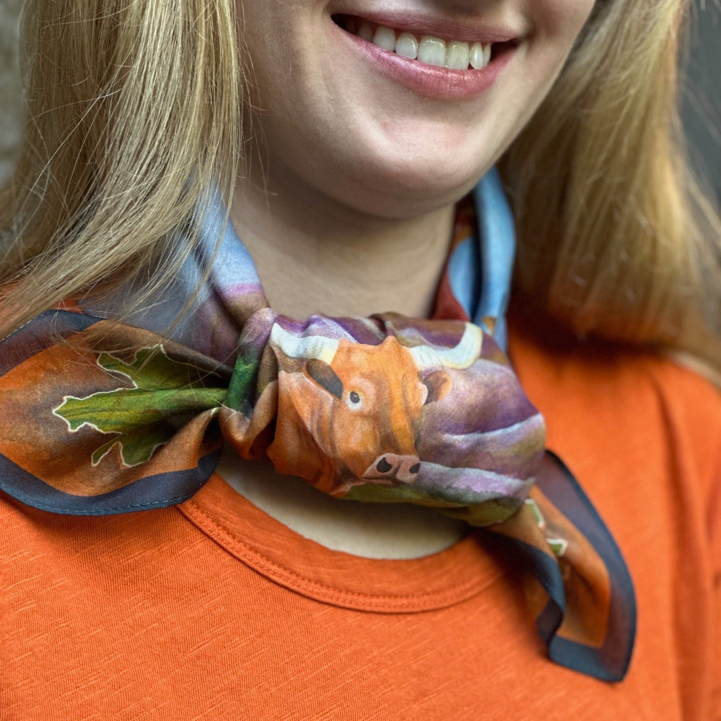 Longhorn Scarf, 26", Cotton Silk Blend - 6