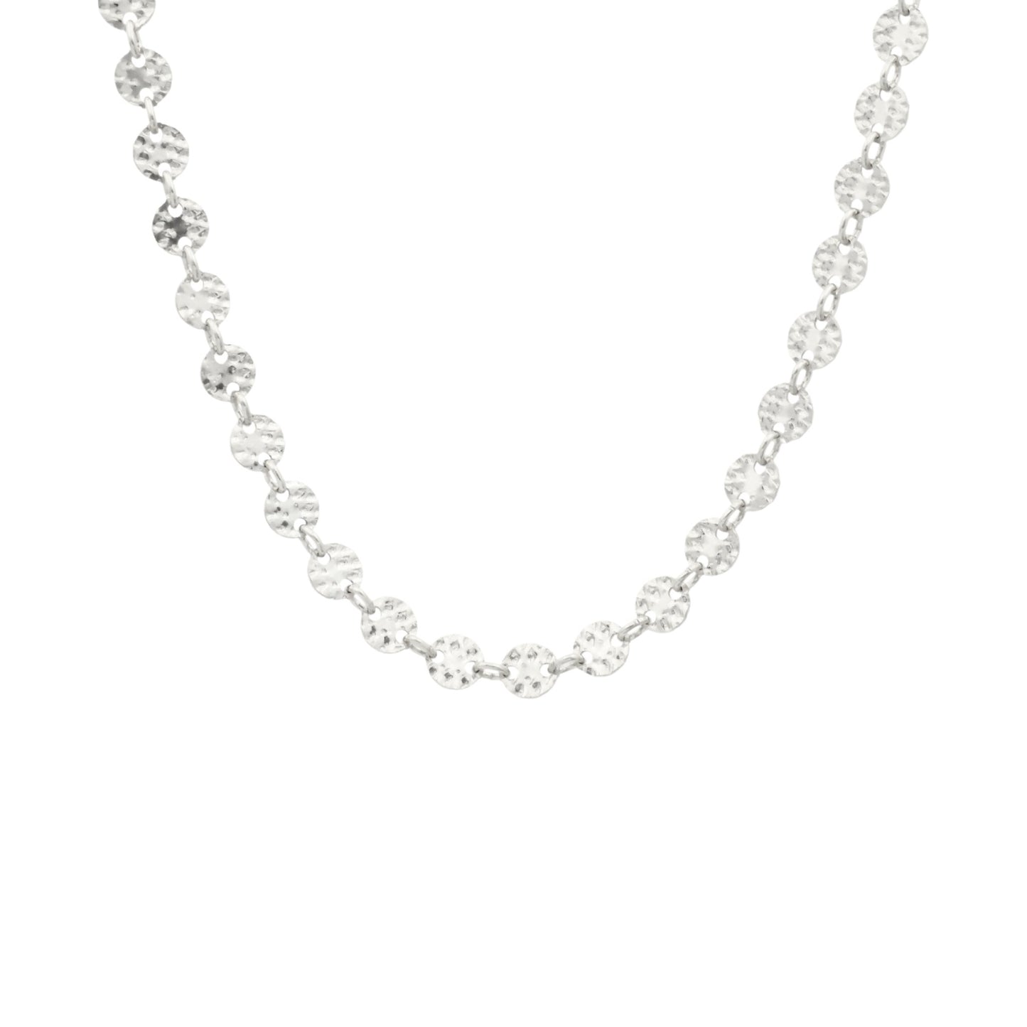 Necklace - Textured Disc Chain Sterling Silver WBJ - 1