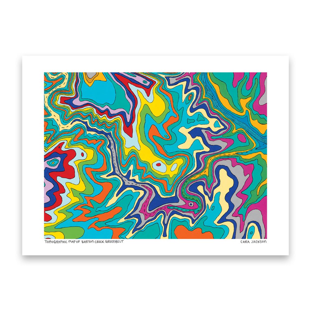 Topographic Map Of Barton Creek Greenbelt Art Print - 1