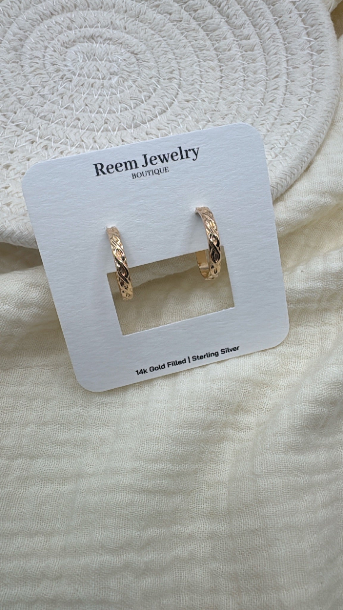 Twisted Pattern 14k Gold Filled Hoops Earrings - 2