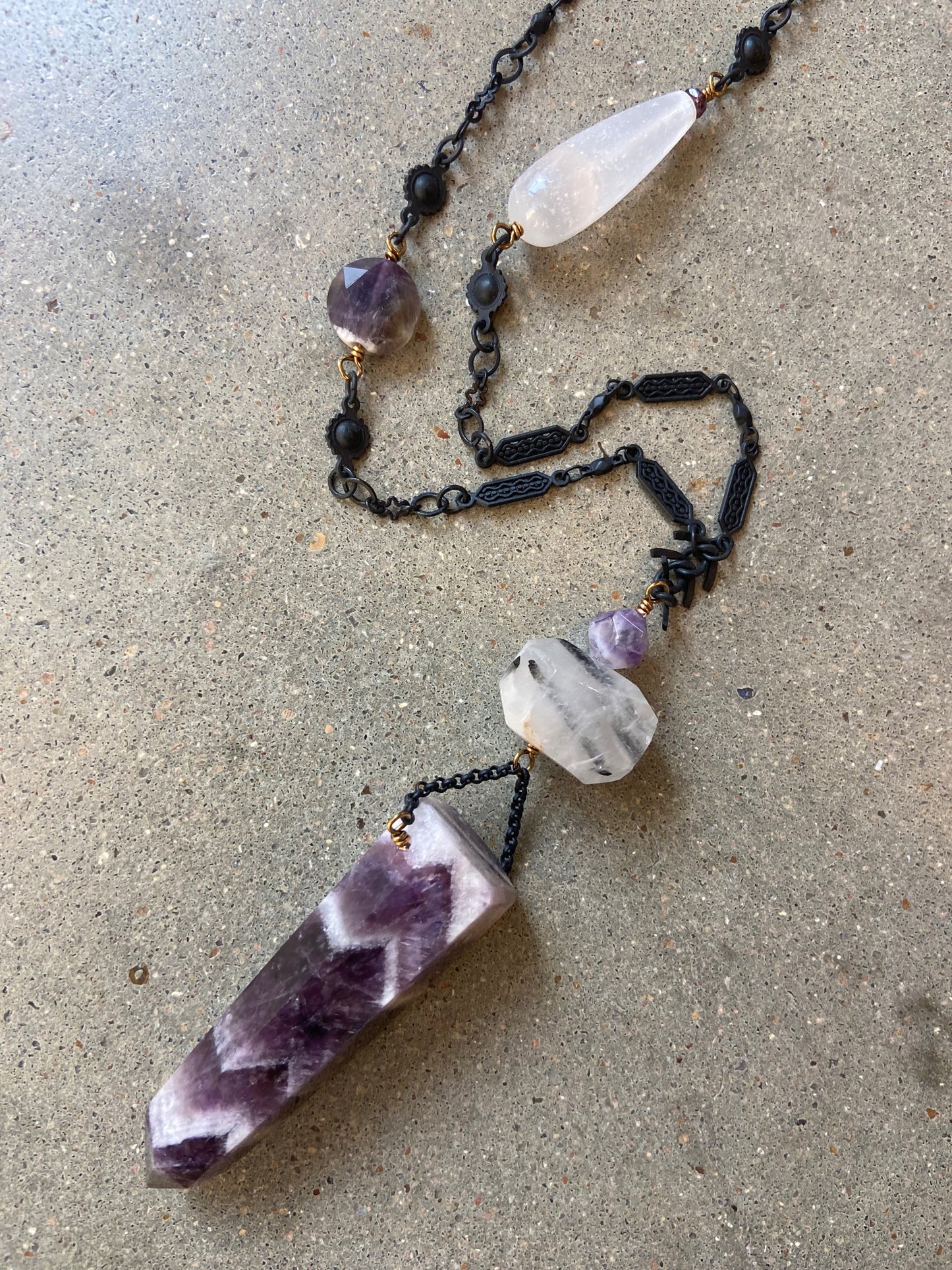 chevron amethyst necklace