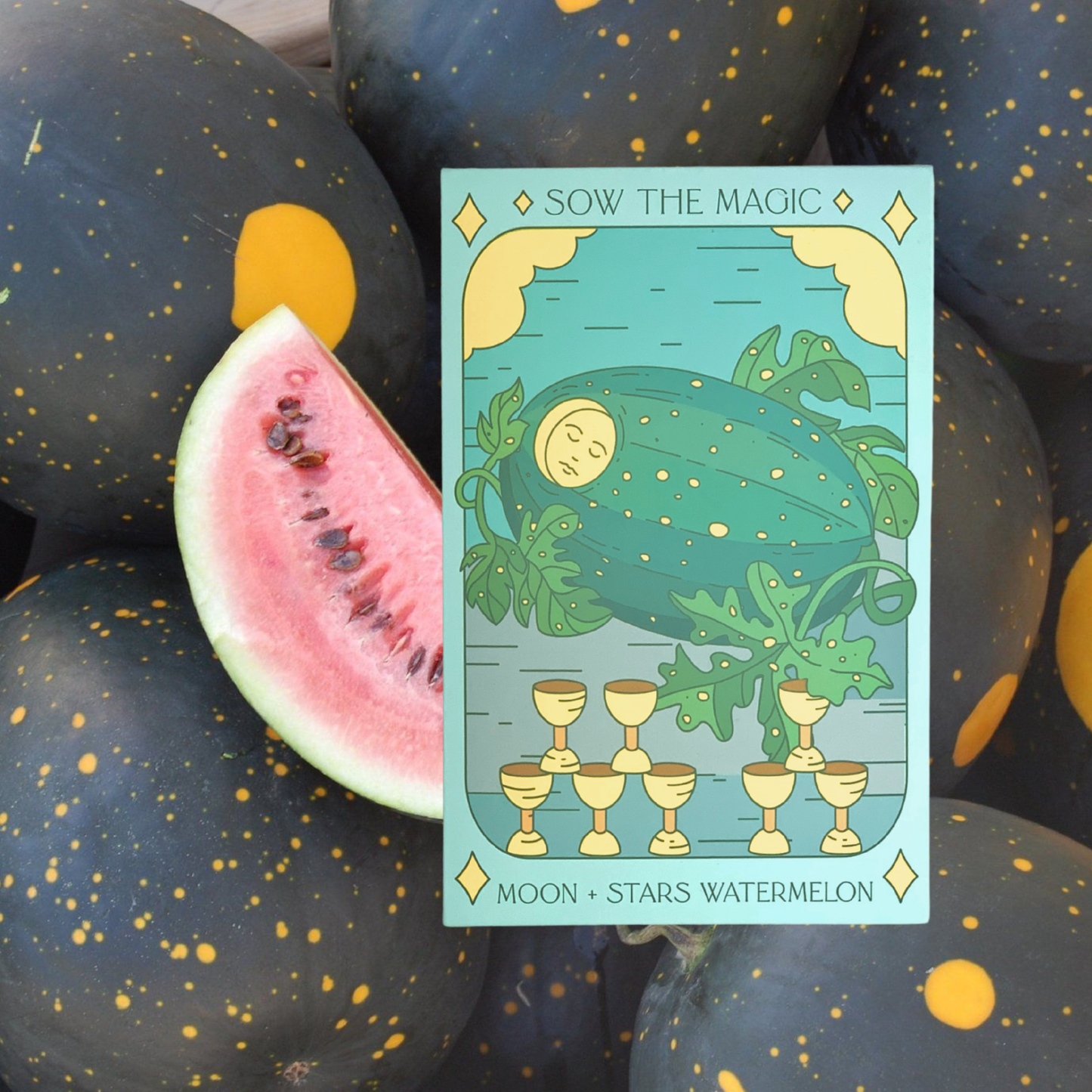 Moon and Stars Watermelon Tarot Seed Packet
