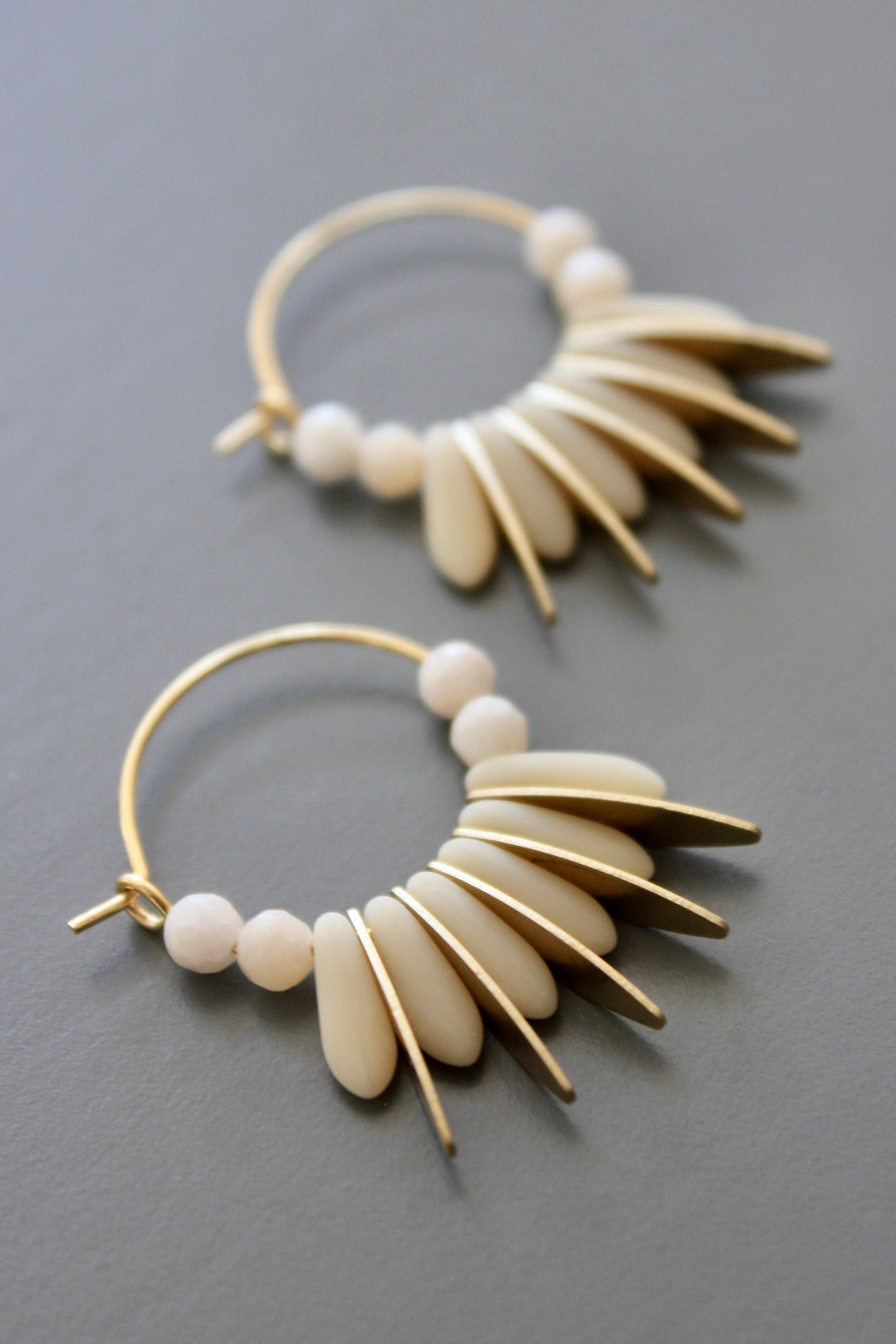 Earrings- Mini matte cream colored hoops