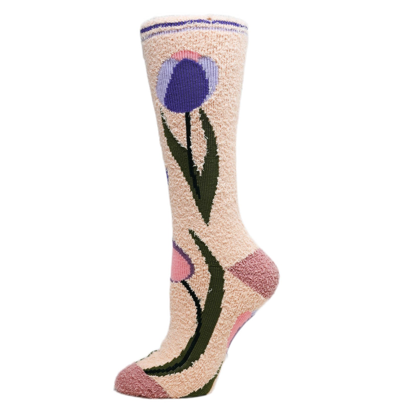Julia | Women's Tulips Floral Pattern Fuzzy Cozy Socks