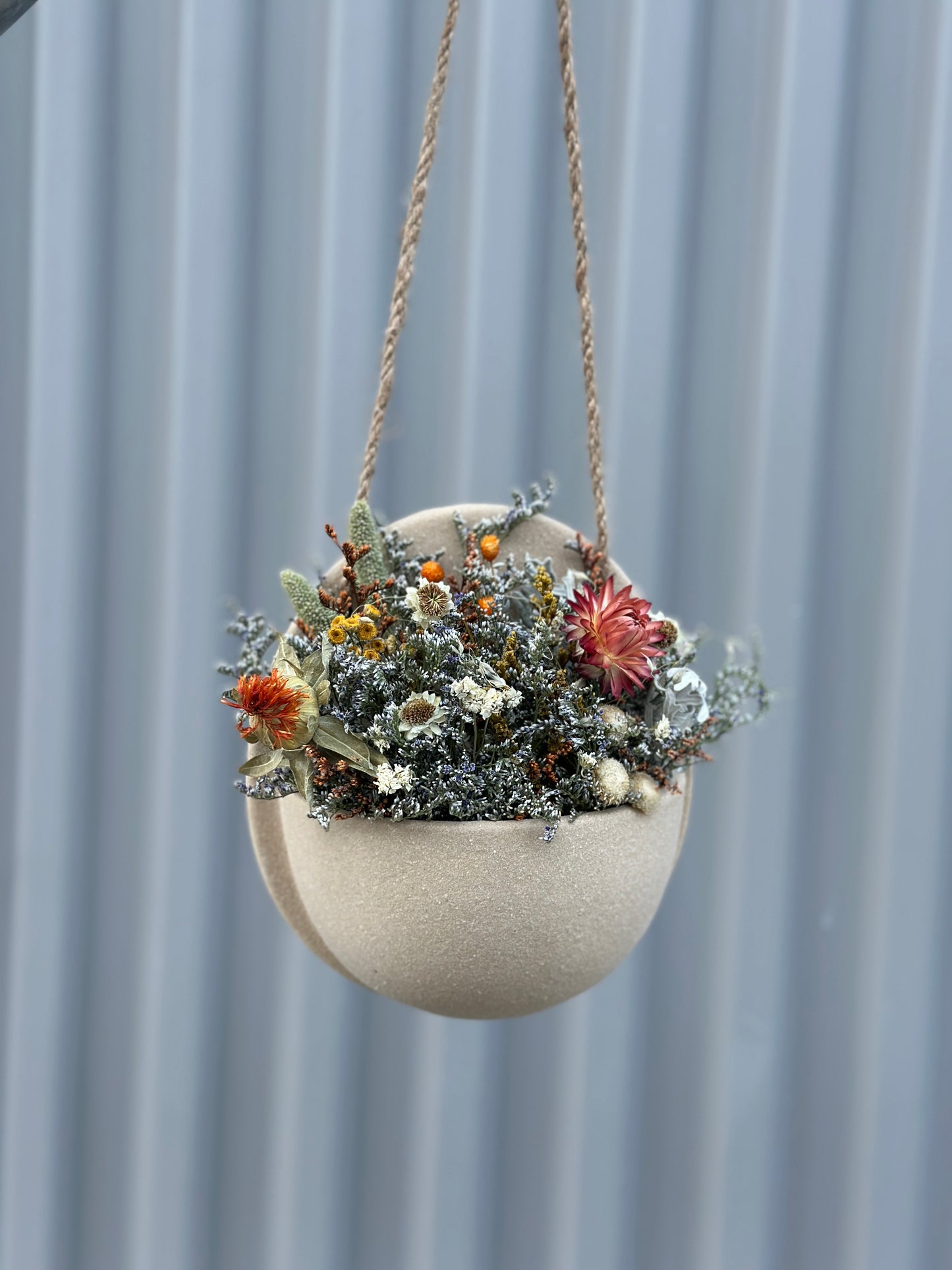 Ceramic Wall Pocket with Dried Florals