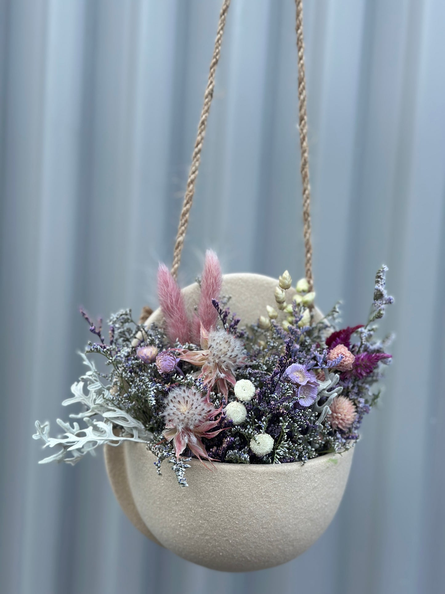 Ceramic Wall Pocket with Dried Florals