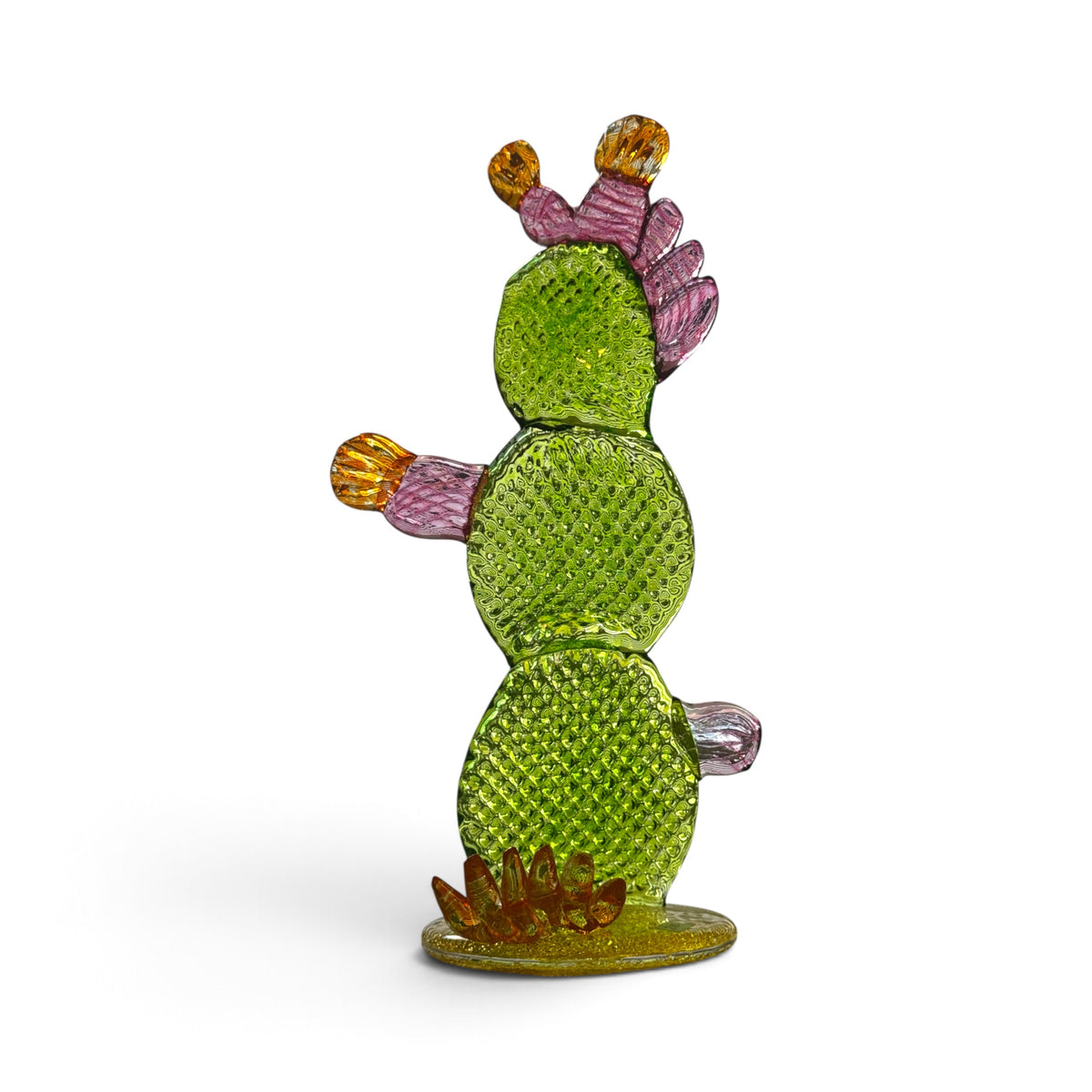 Sculpture, glass- Prickly Pear CACTUS, freestanding