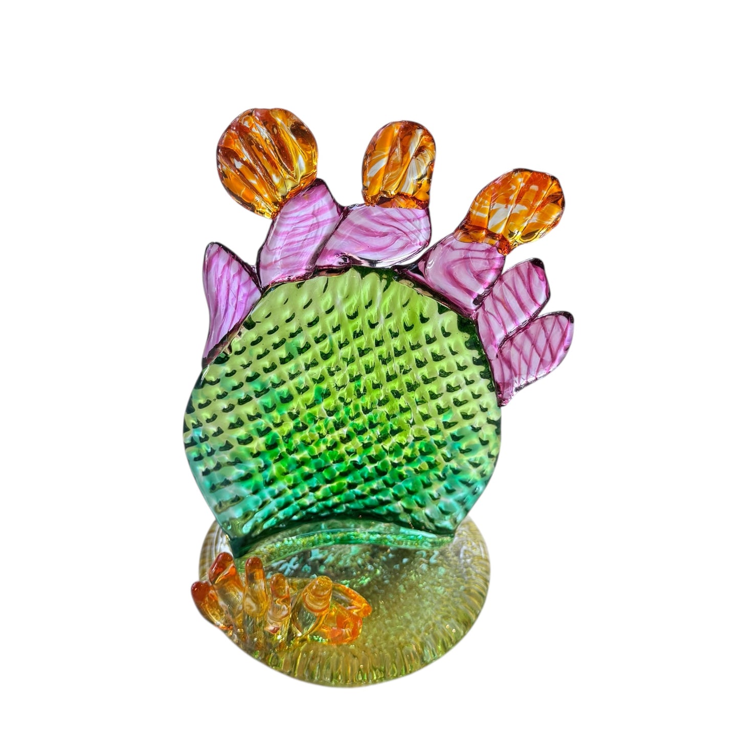Sculpture, glass- Prickly Pear CACTUS, freestanding
