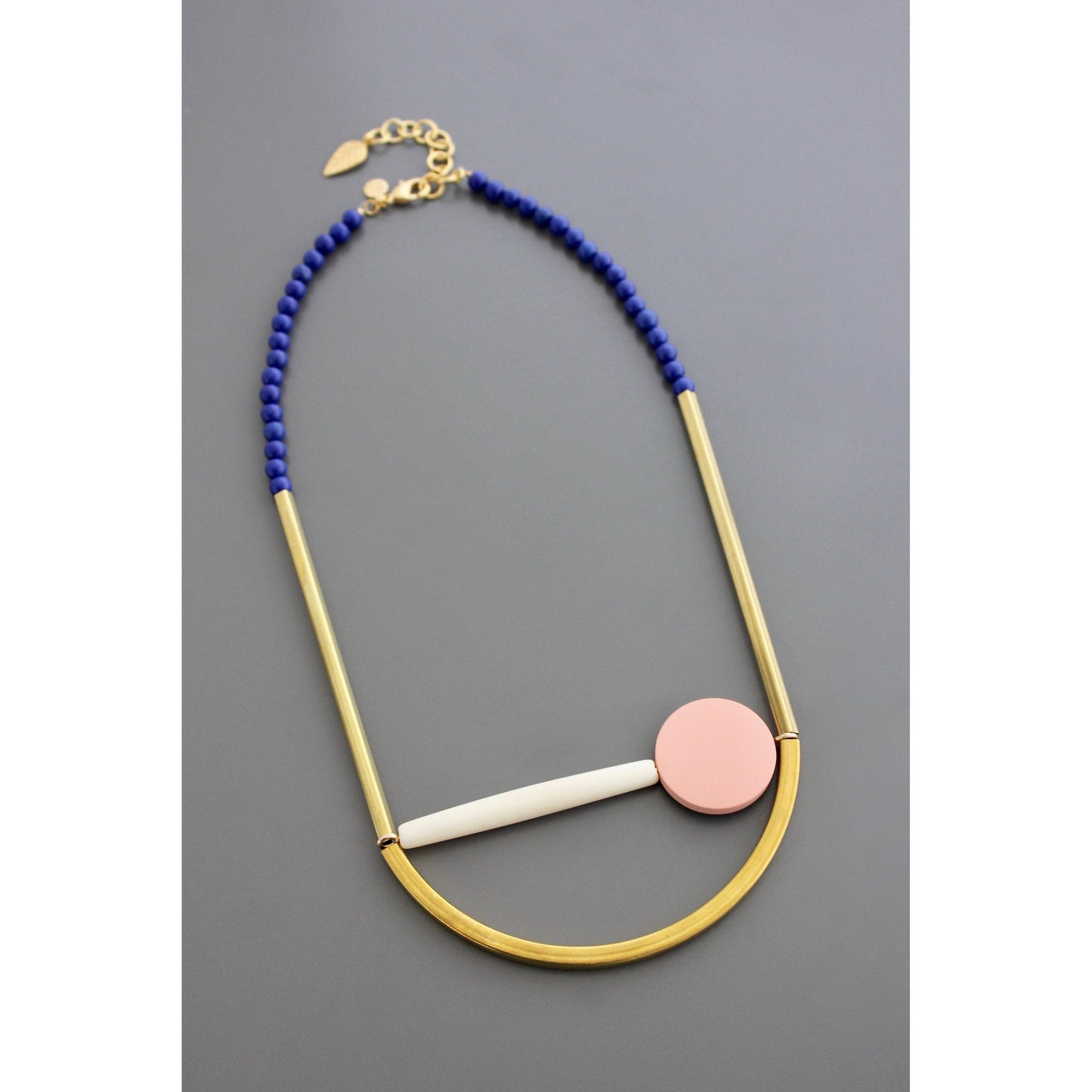 Necklace- Geometric blue and pink necklace