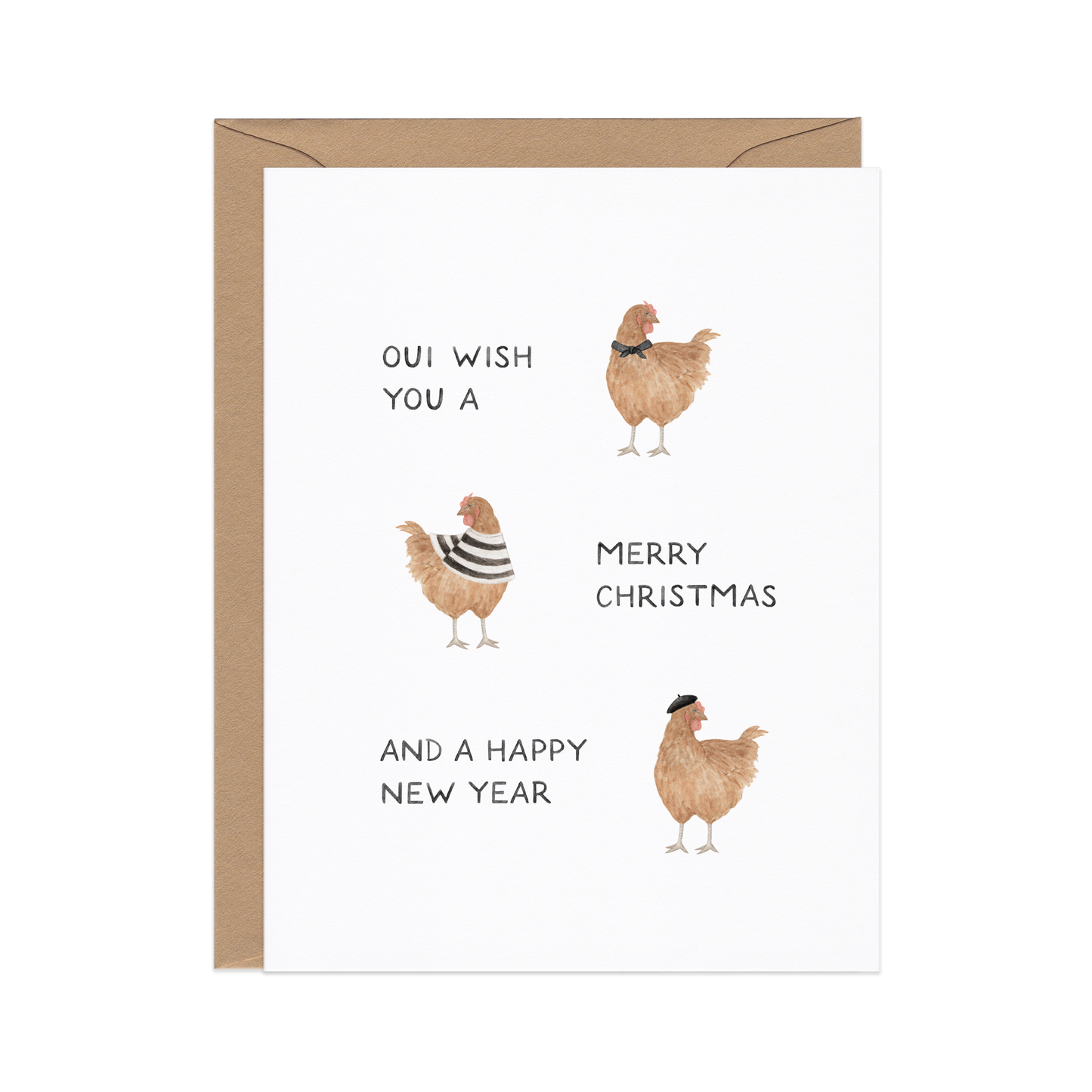 Three French Hens — Funny Chicken Christmas / New Years Card