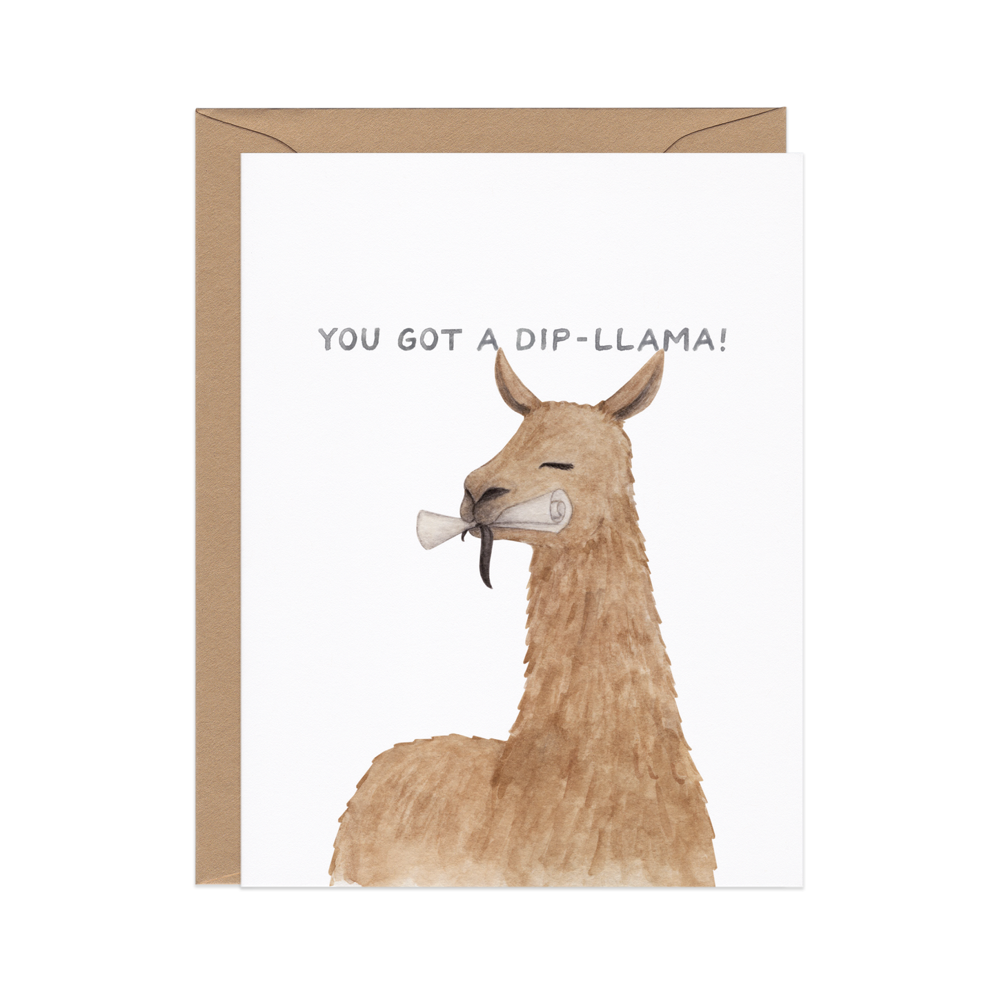 Diploma Llama — Animal Pun Congrats Graduation Card