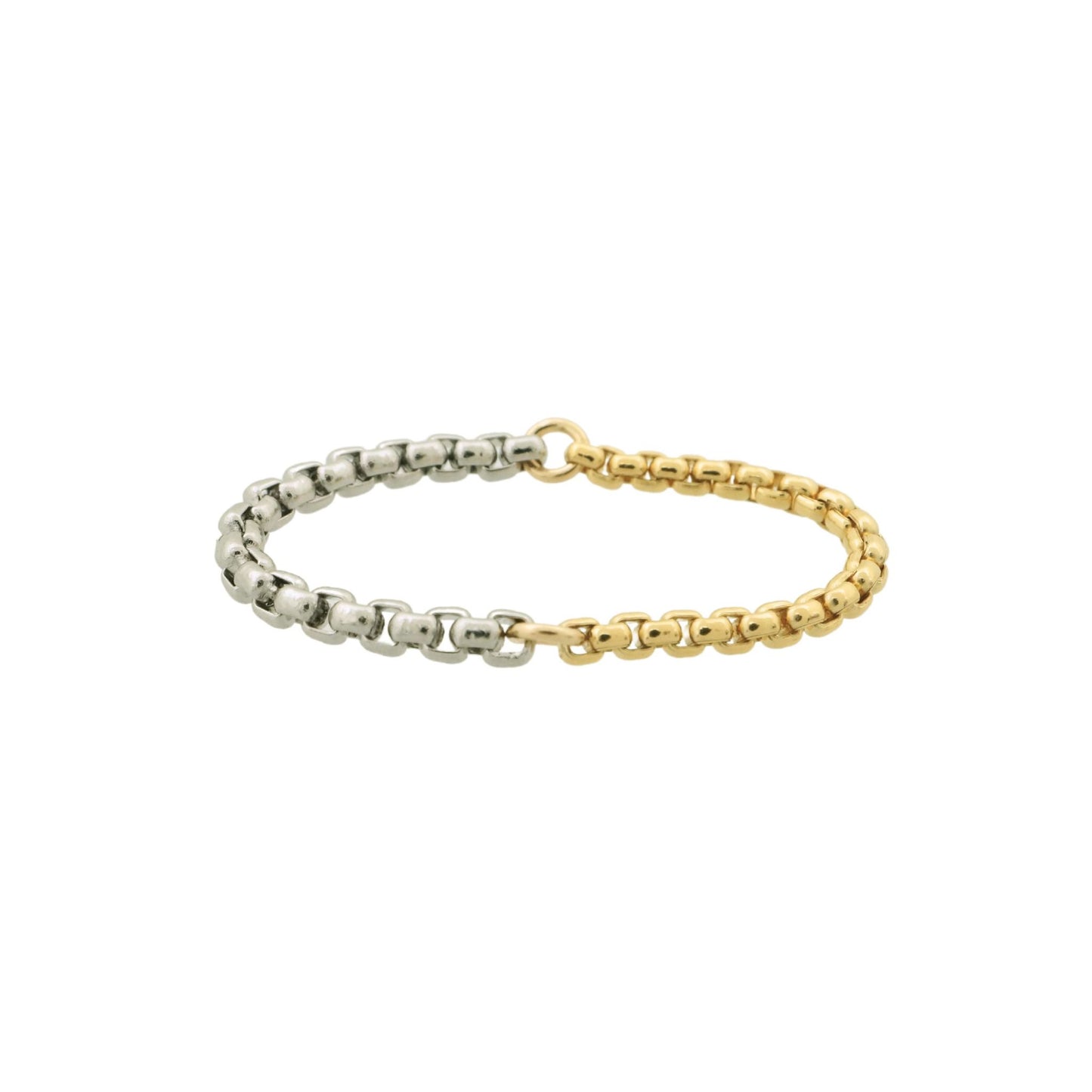 Ring - Half Modern Box Chain Mixed Metals Stainless and 14K Gold-filled Ring - 1