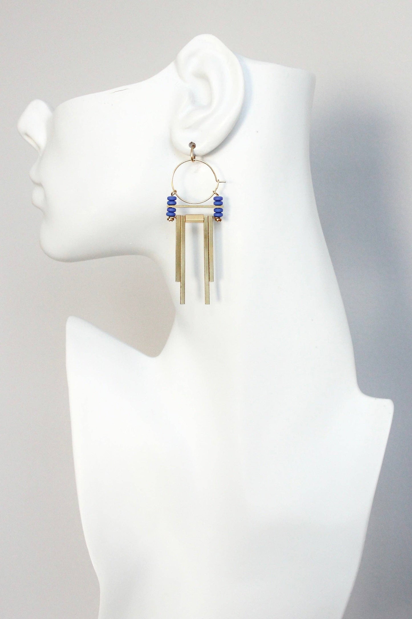 Earrings- Cobalt Artdeco hoop