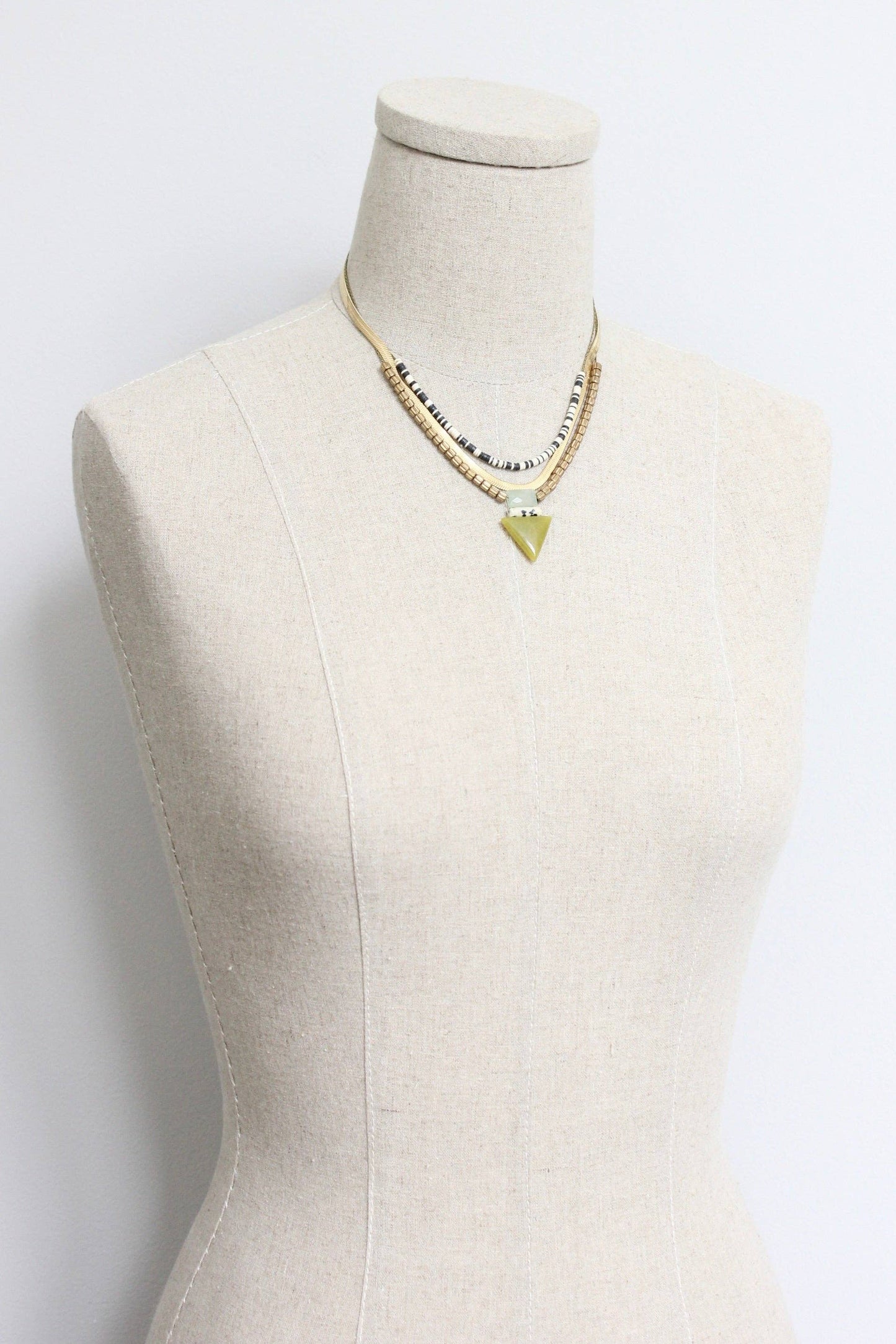 Necklace- Triple strand ArtDeco Dalmatian Jasper