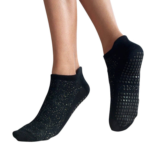 Tucketts Tab Dazzling Noir Pilates Socks - Non-Slip Grip, Closed Toe, Barre & Yoga - Women's