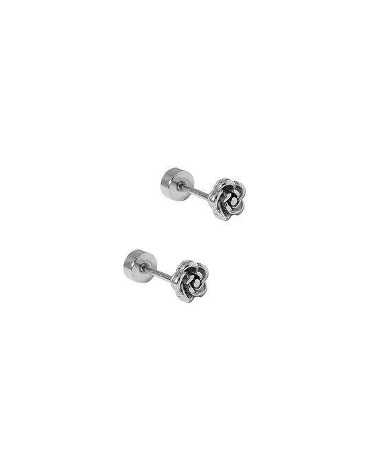 Screwback Stud Earrings - Rose Silver