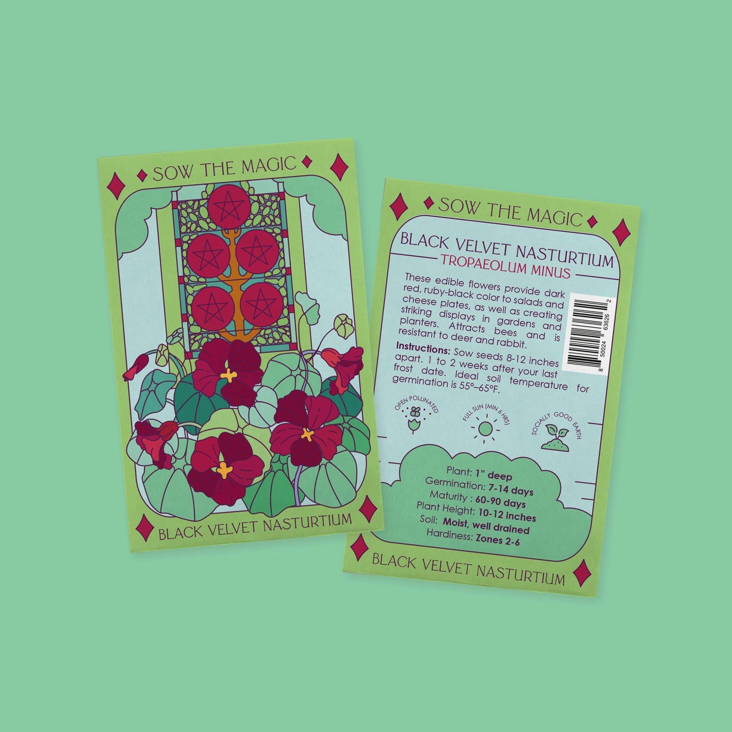 Seed Packet- Black Velvet Nasturtium Tarot Garden + Gift
