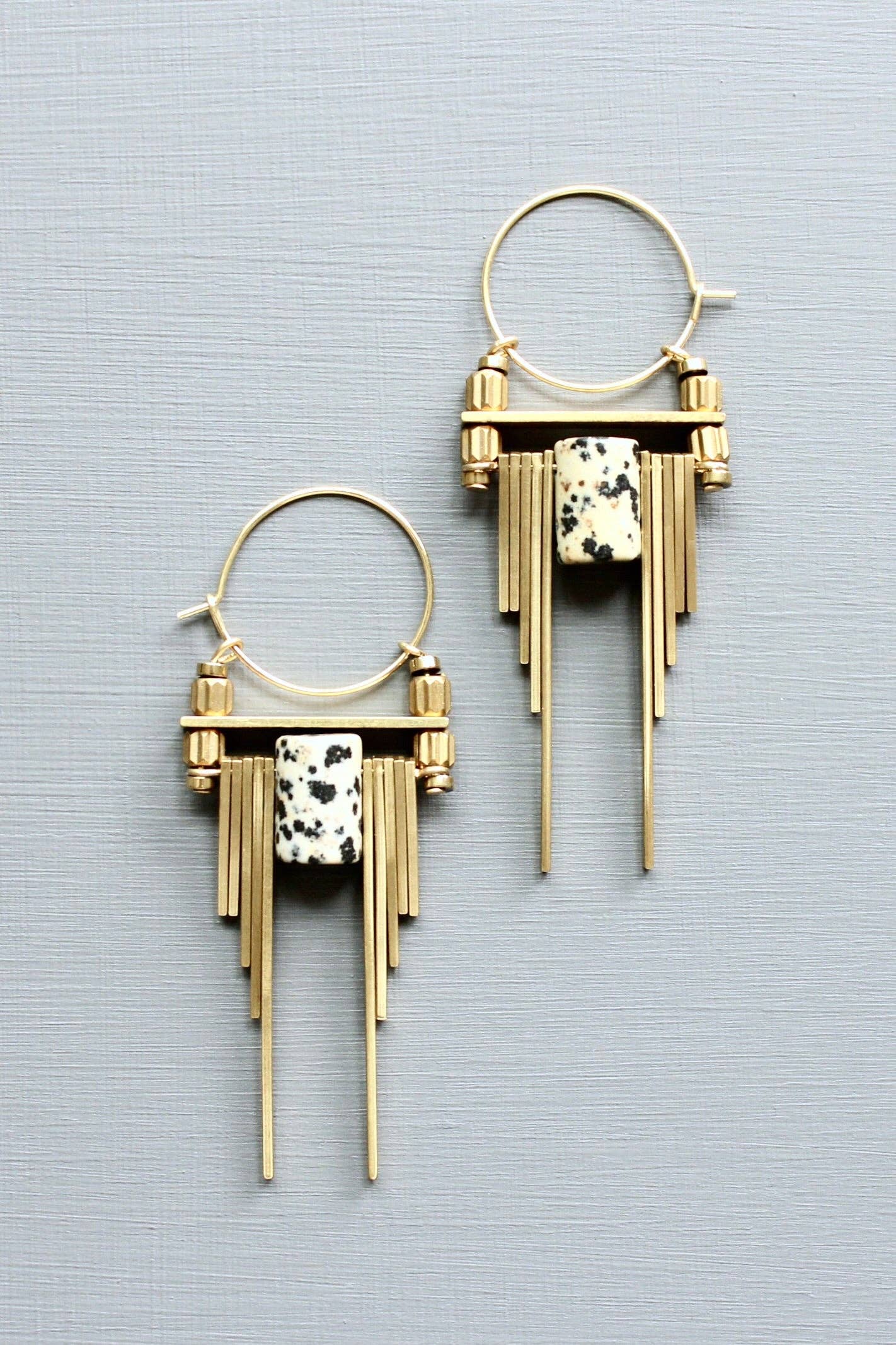 Earrings- ArtDeco Dalmatian jasper hoops