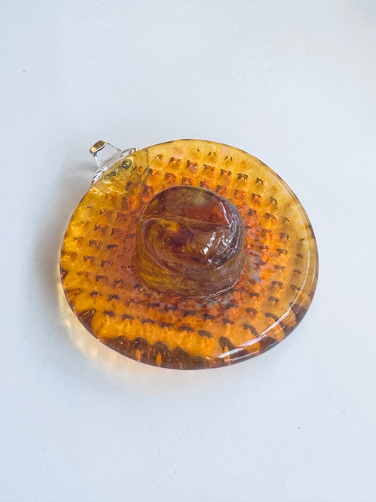 Cowperson Hat- Paperweight/Ornament, solid sculpted glass