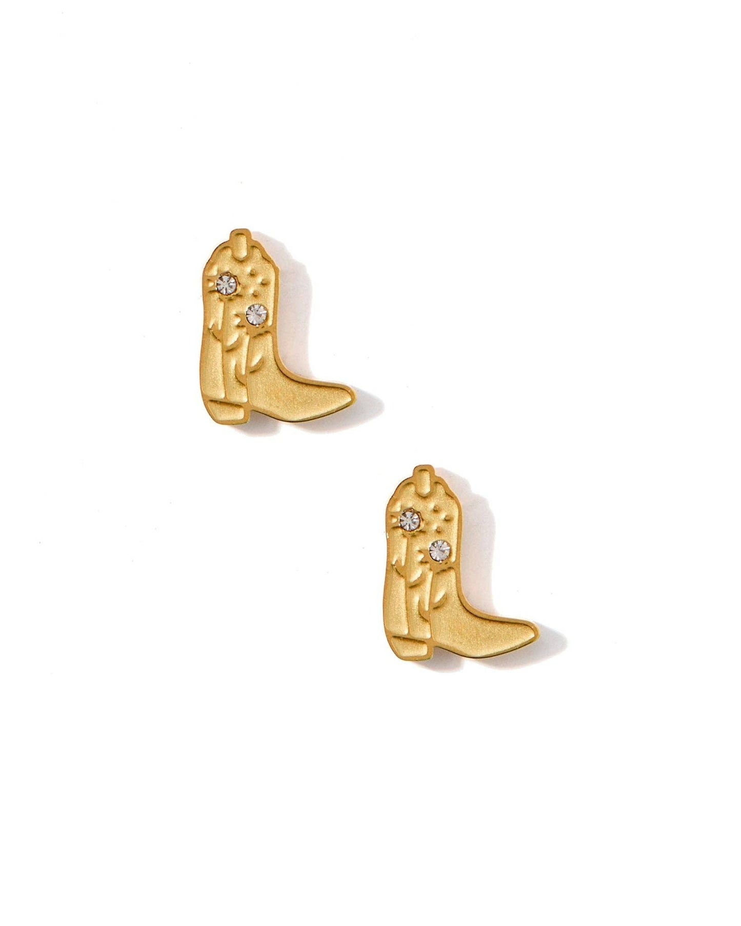 Screwback Stud Earrings - Daisy Cowgirl Boot Gold