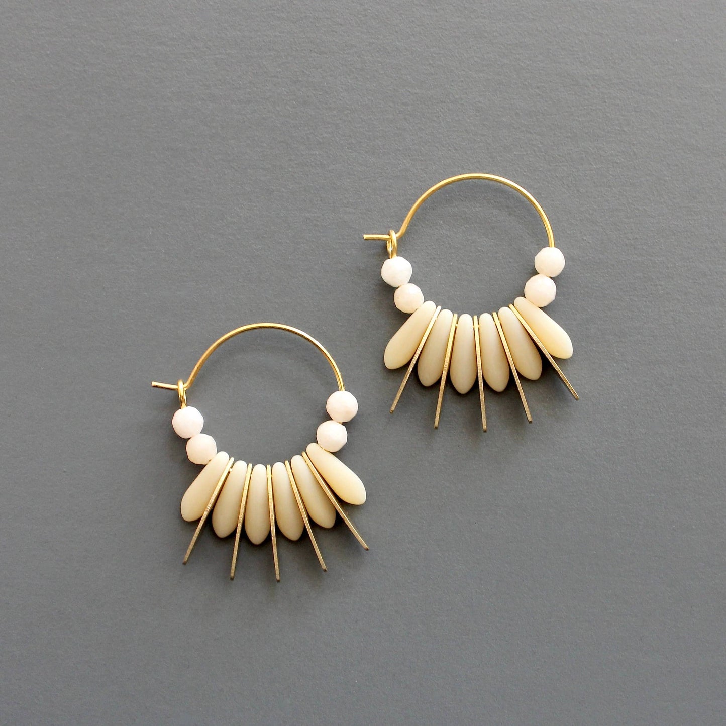 Earrings- Mini matte cream colored hoops