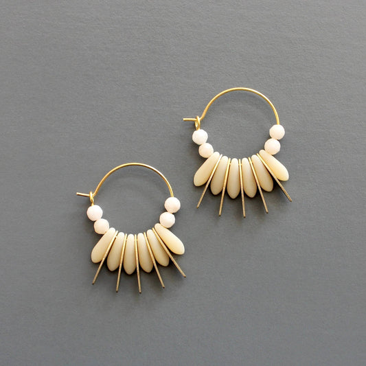 Earrings- Mini matte cream colored hoops