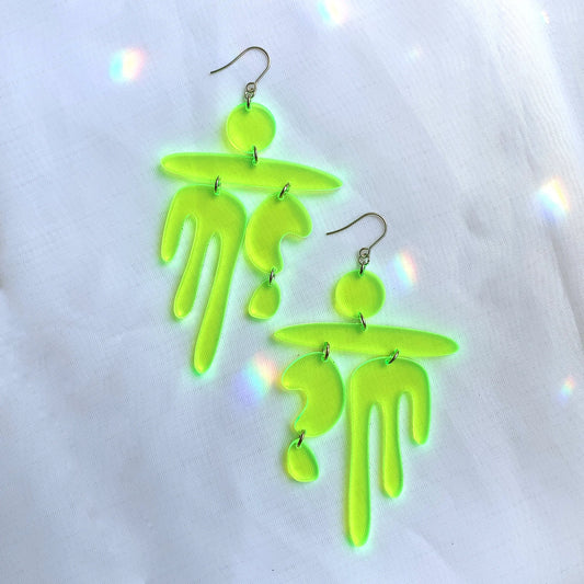 Earrings- Playful, Neon Green