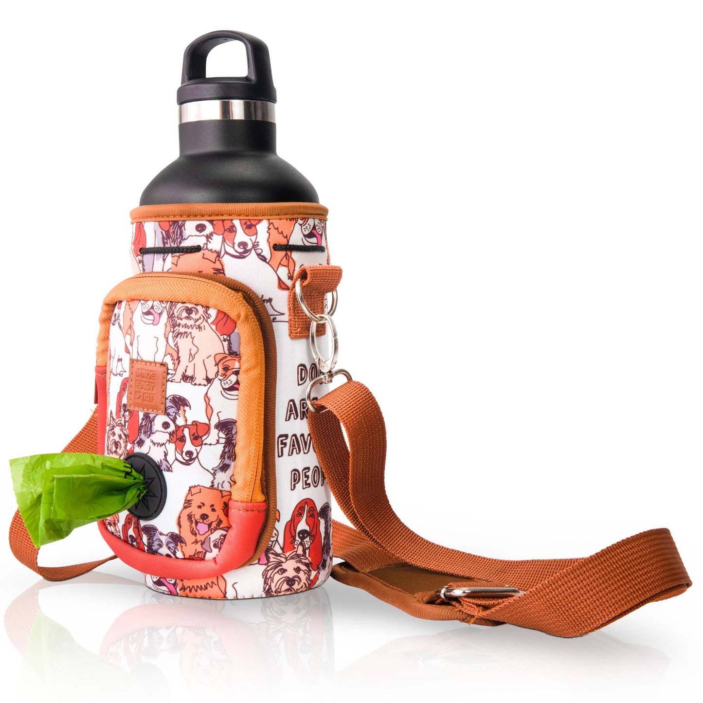 Made Easy Kit Water Bottle Carrier w/Pocket for Dog Poop Bag