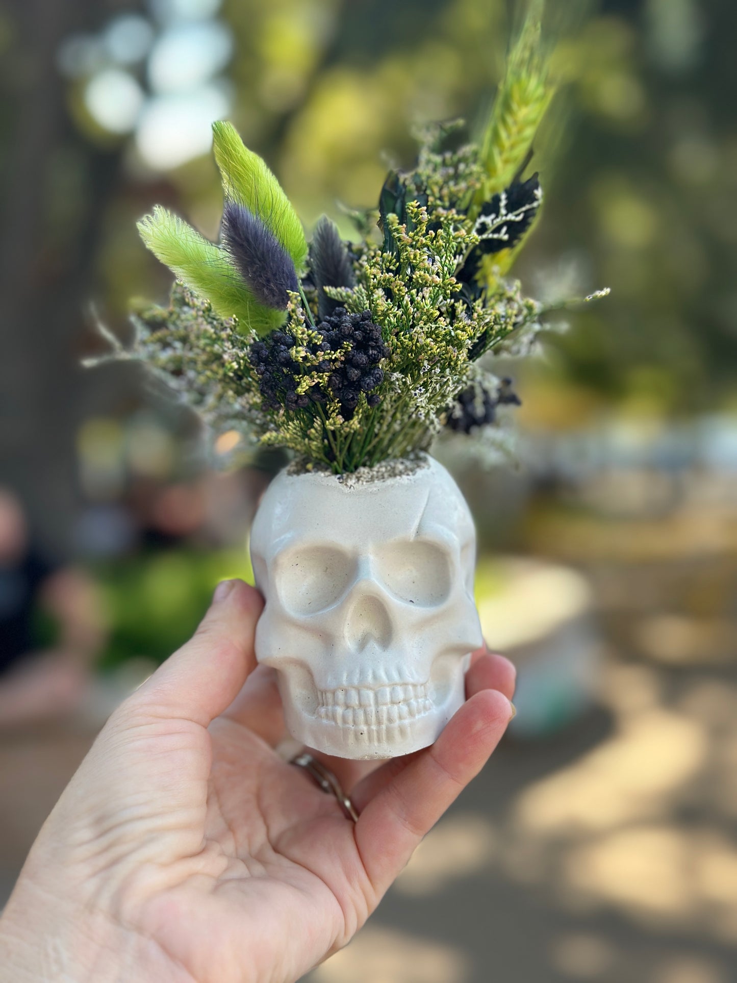 Skulls with flowers