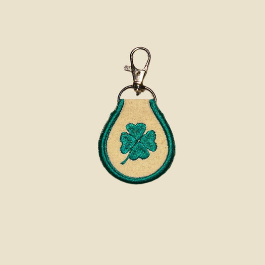 Retro Clover Embroidered Key Tag
