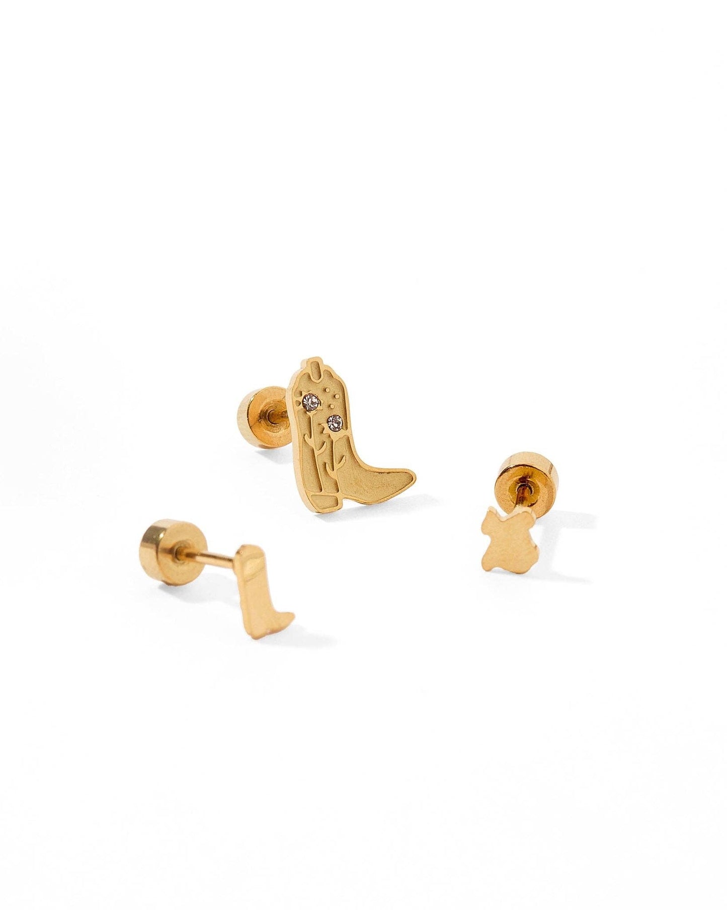 Screwback Stud Earrings - Petite Texas Gold