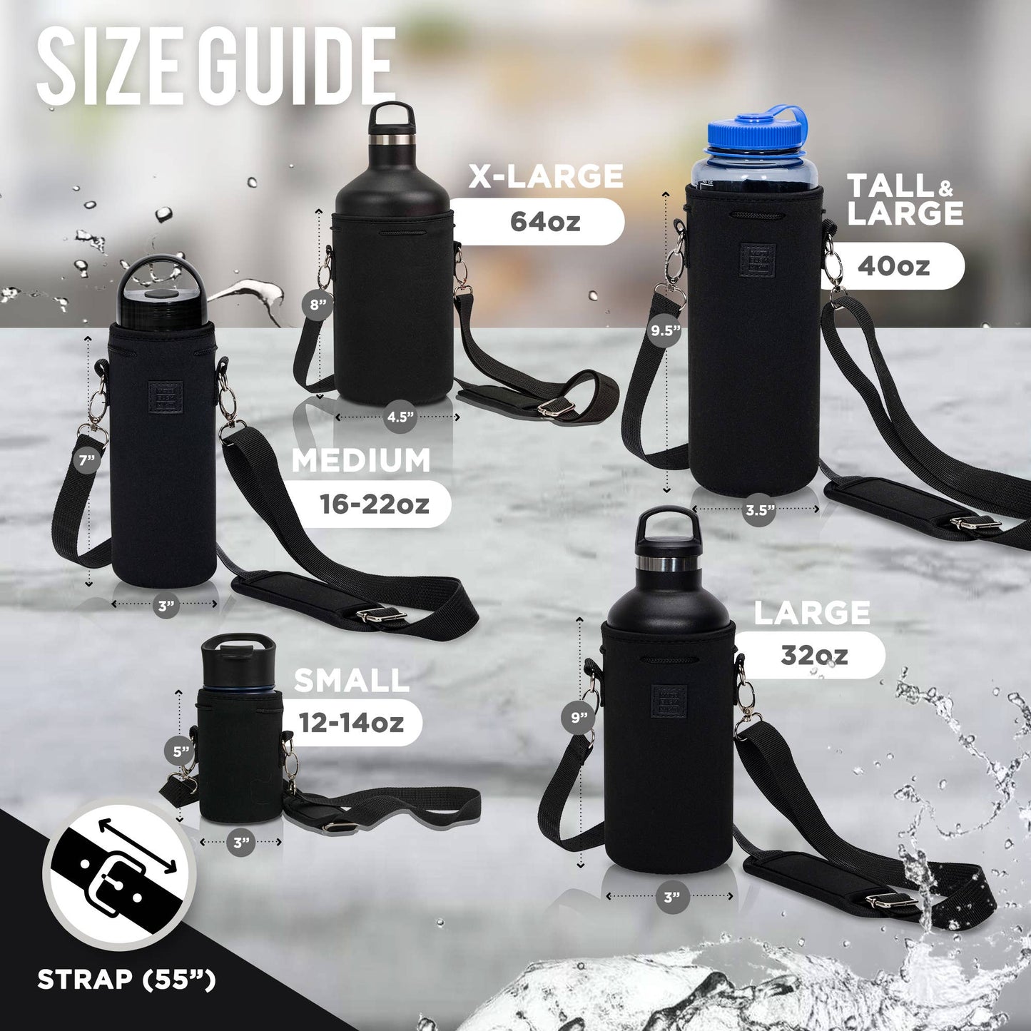 Made Easy Kit Water Bottle Carrier Holder w/Shoulder Strap