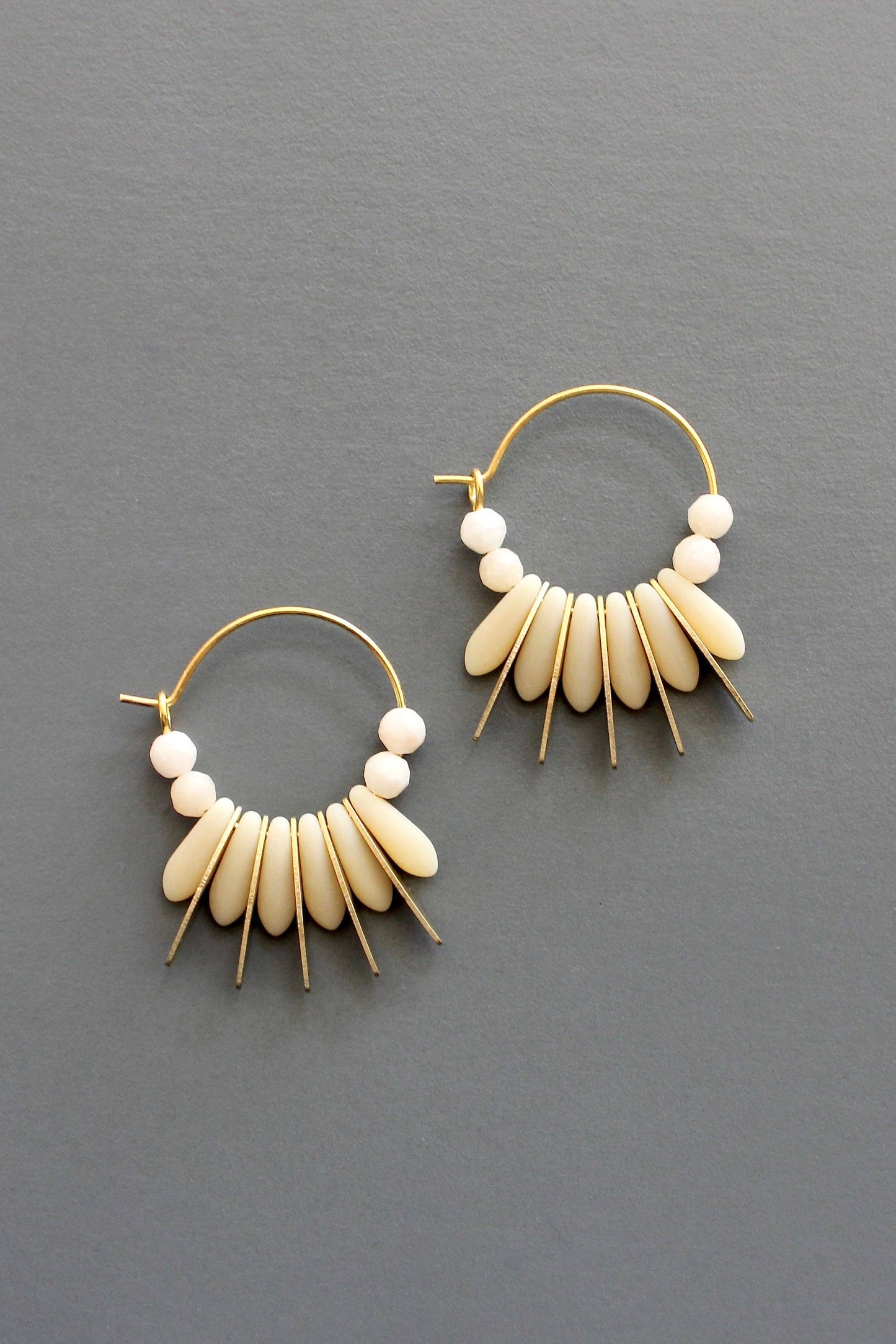 Earrings- Mini matte cream colored hoops