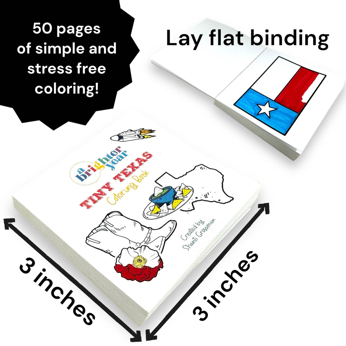Tiny Texas Themed Illustrations Mini Coloring Book for Adult