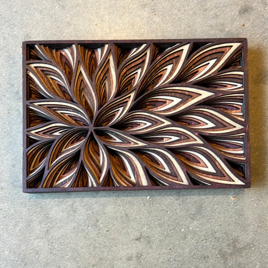 Layered wooden floral art