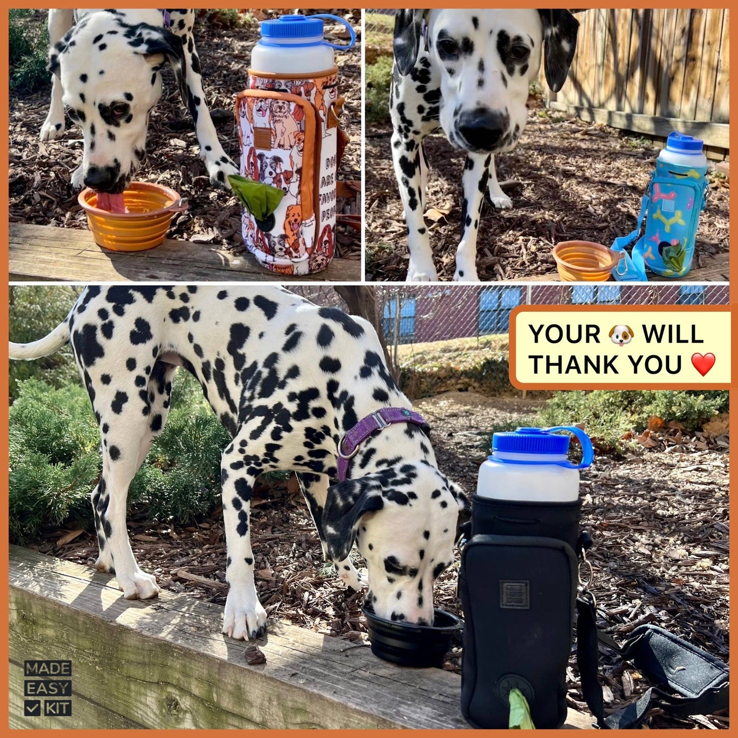 Made Easy Kit Water Bottle Carrier w/Pocket for Dog Poop Bag