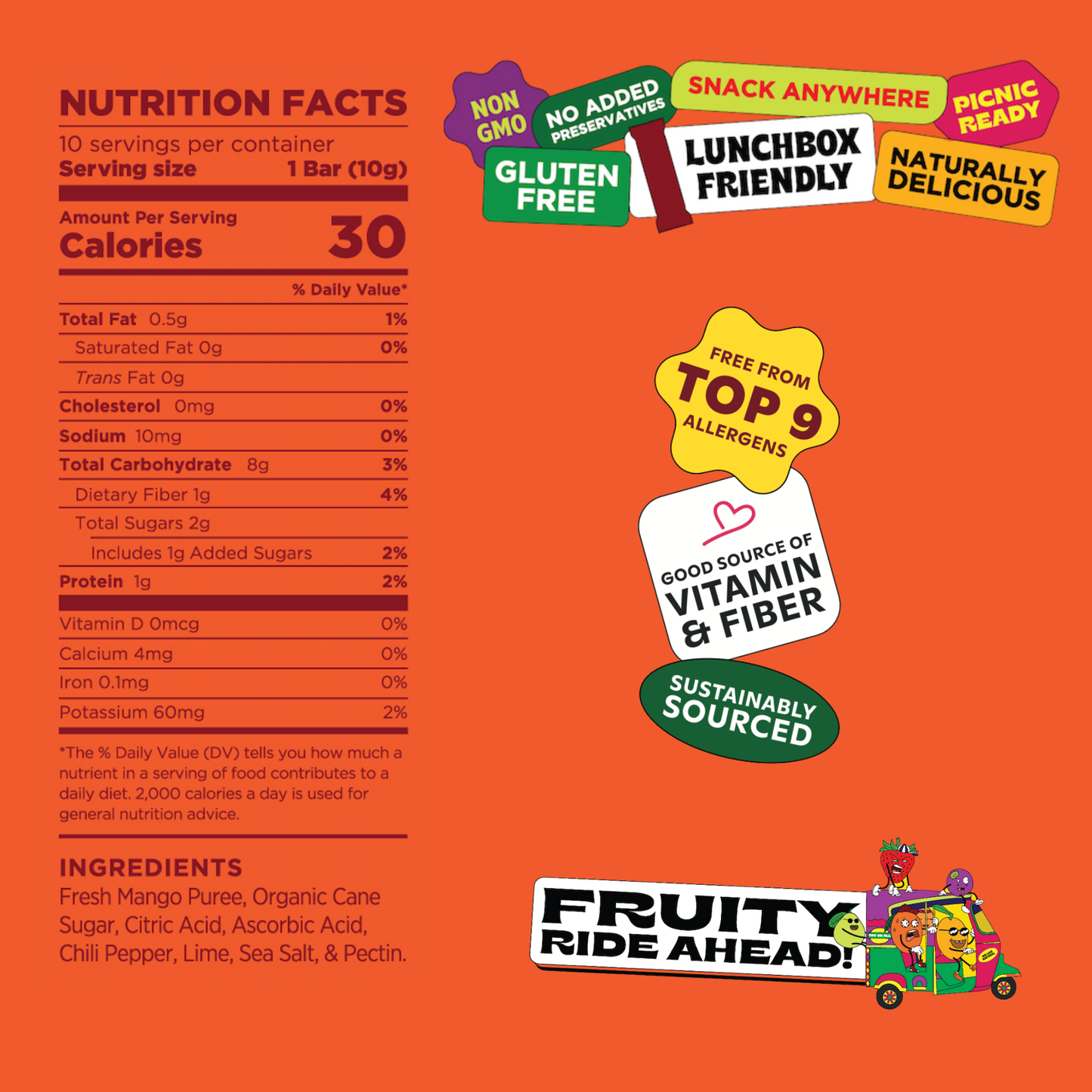 Masala Mango - Natural Fruit Snacks - Dried Fruit Bars